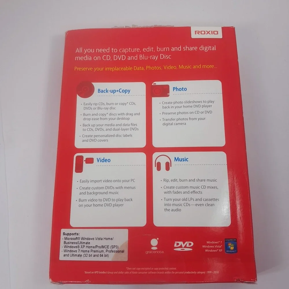 Roxio Easy CD & DVD Burning w/ code 2011 software cd-rom Windows computer disc
